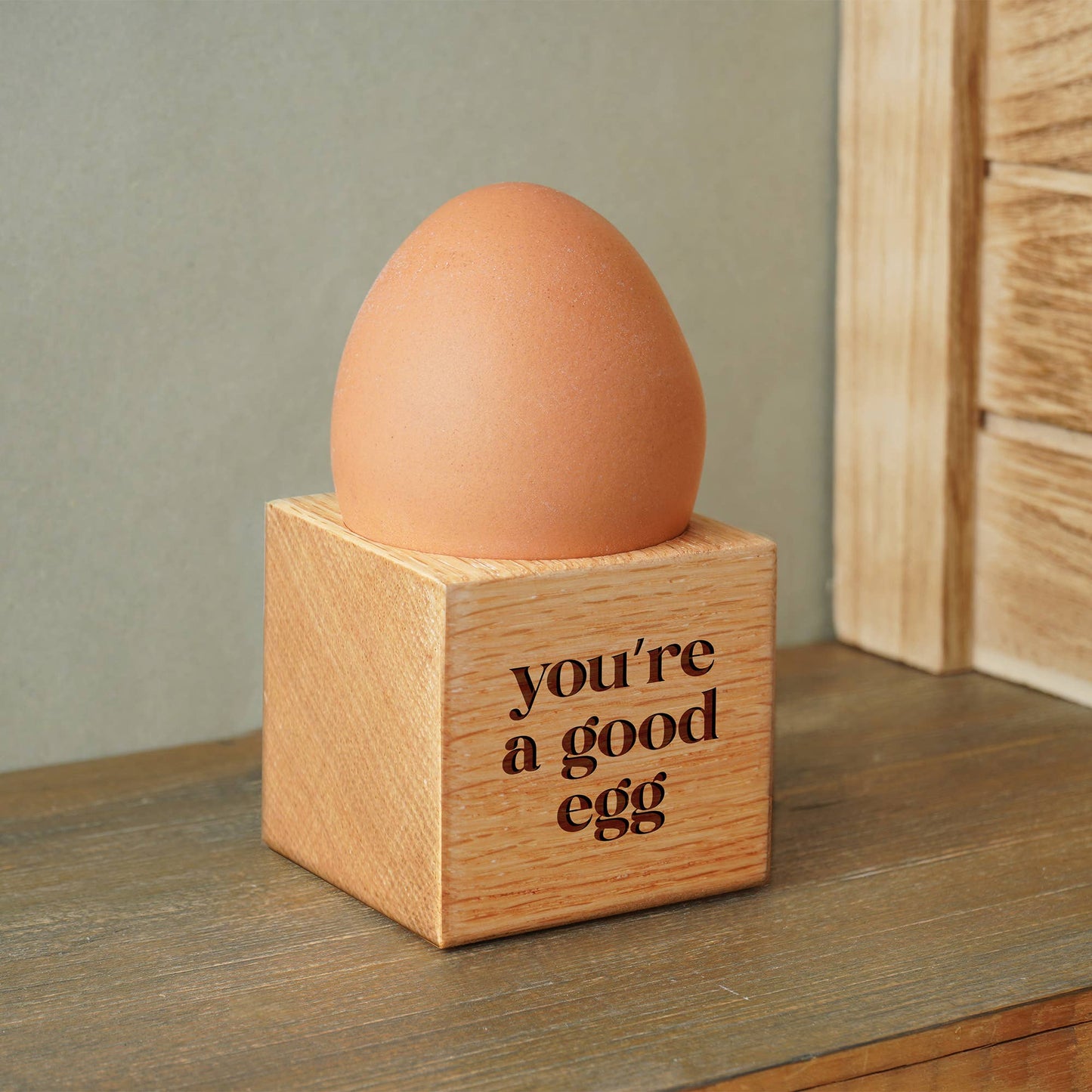 Loft 'You're A Good Egg' Oak Egg Cup In Gift Box