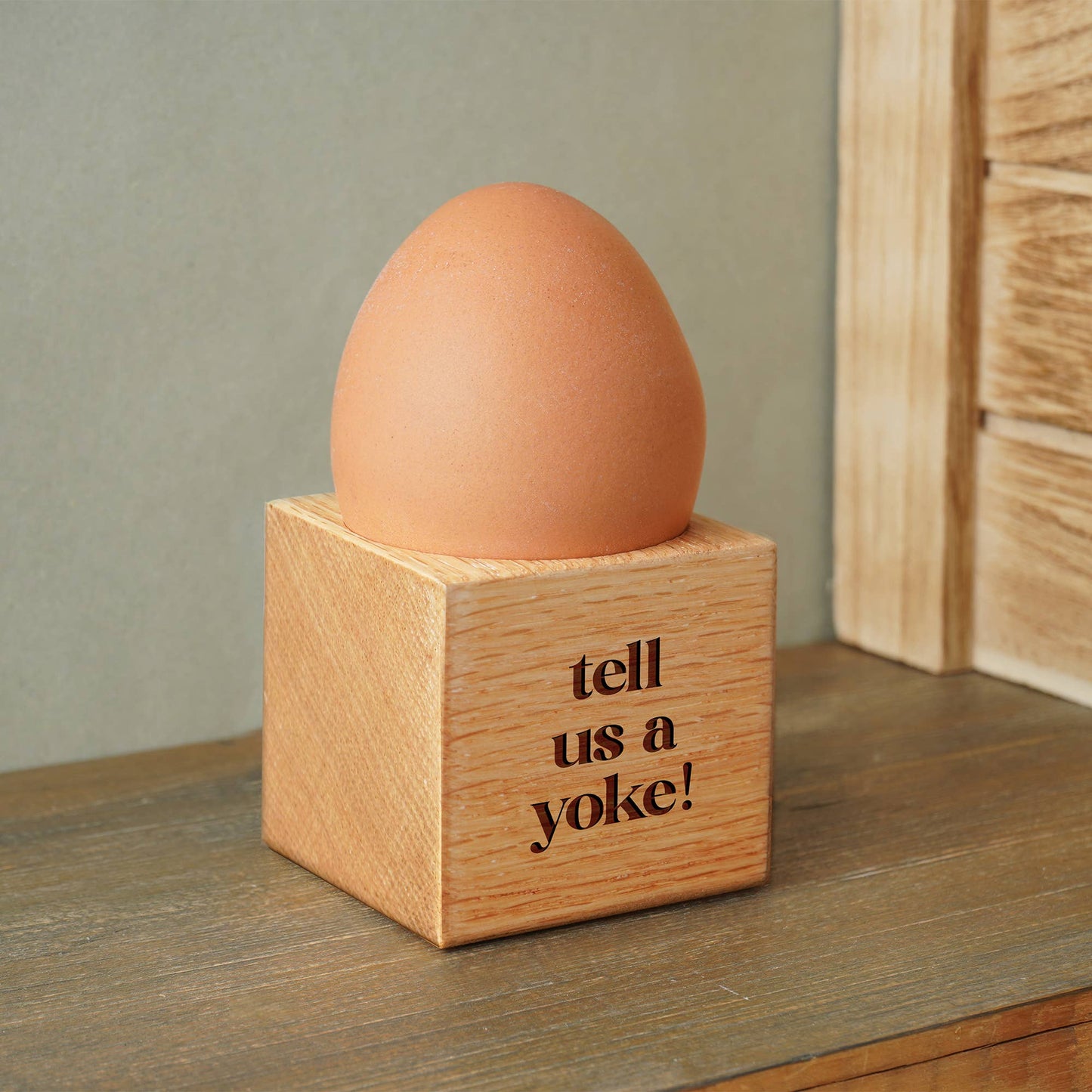 Loft 'Tell Us A Yoke' Oak Egg Cup In Gift Box