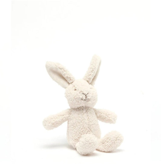 Bunny Rattle stuffed toy for kids on a white background 
