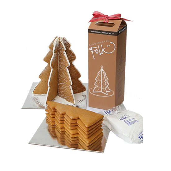 Gingerbread Folk kit with gingerbread trees and packaging 