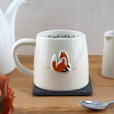 White mug with fox design